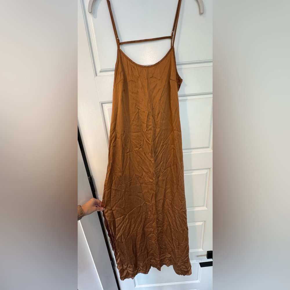 SKIMS Silk Brown Midi Dress